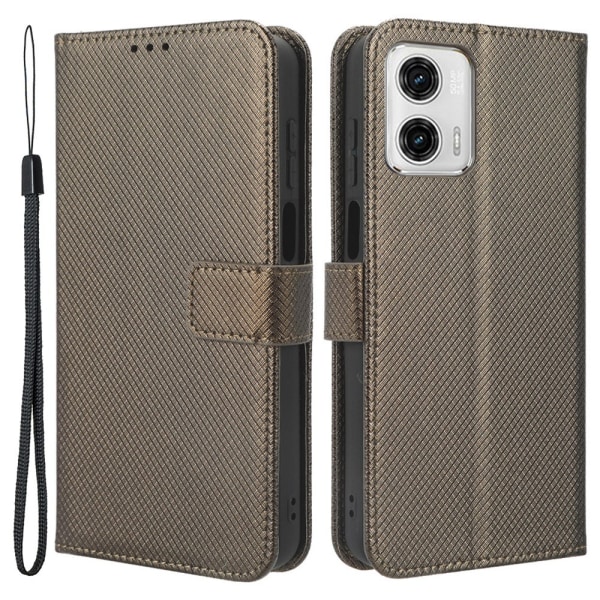 SKALO Motorola Moto G73 5G Premium Mini Romb Plånboksfodral - Brun Brun