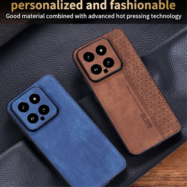 SKALO Xiaomi 14 5G AZNS PU-Läder Skal - Brun Brun