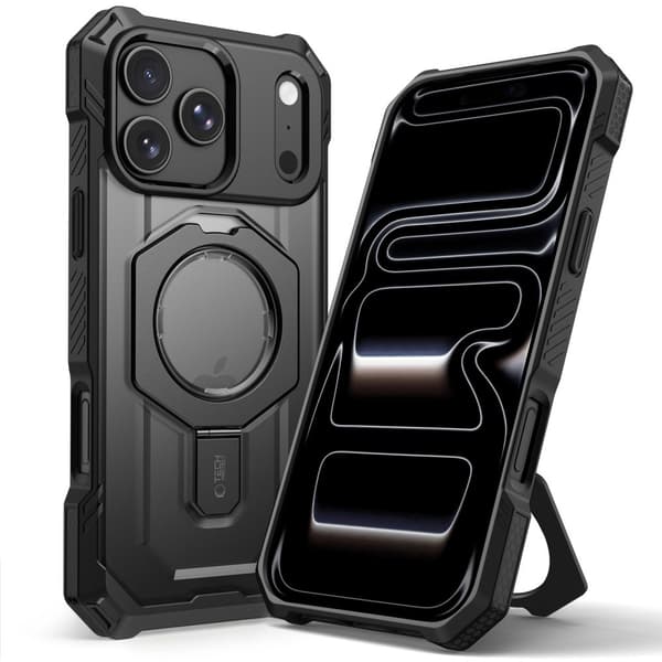 Tech-Protect MagForce MagSafe Cover med ringstativ til iPhone 18 Pro Max – Matsort Black