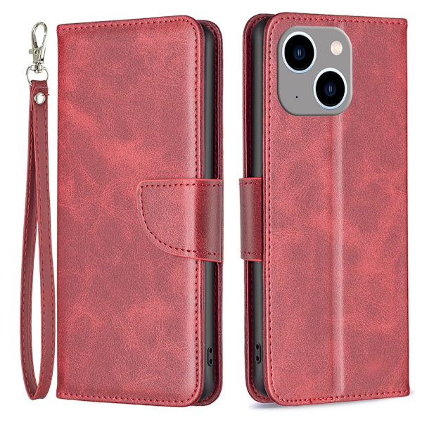 SKALO iPhone 15 Plus Flip Cover m. pung i PU-læder - Rød Red