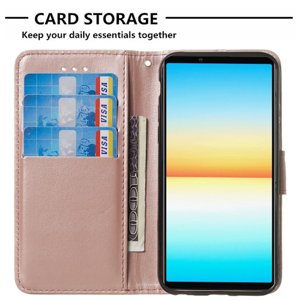SKALO Sony Xperia 10 V Plånboksfodral i PU-Läder - Roséguld Rosa guld