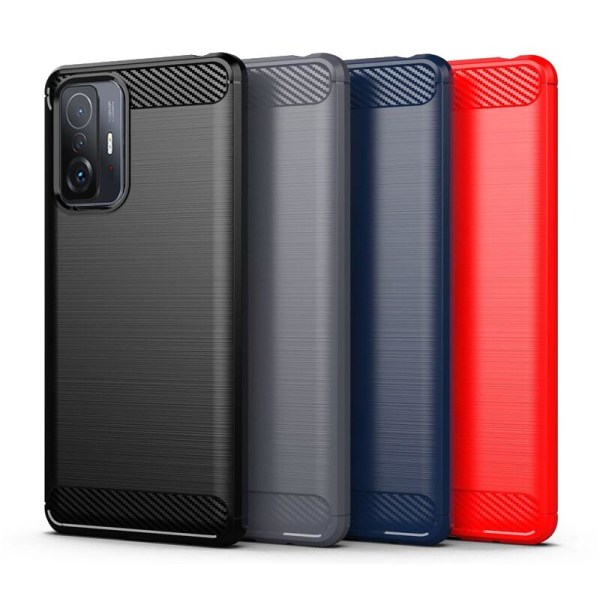 SKALO Xiaomi 11T/11T Pro Armor Carbon Iskunkestävä TPU suojakuor Black