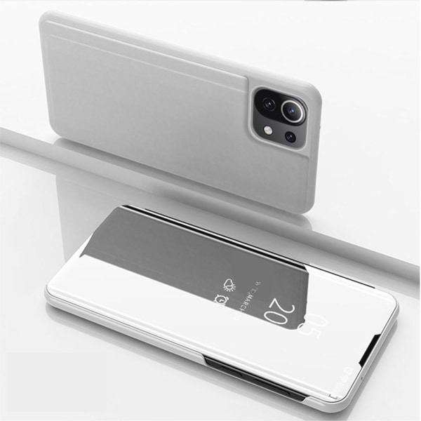 SKALO Xiaomi Mi 11 Lite Clear View Spegel fodral - Silver Silver