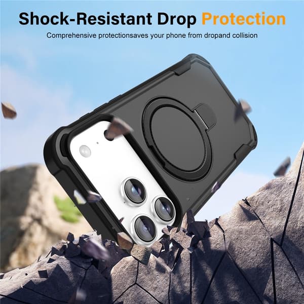 SKALO iPhone 17 Pro Armor Ring Cover - Sort Black