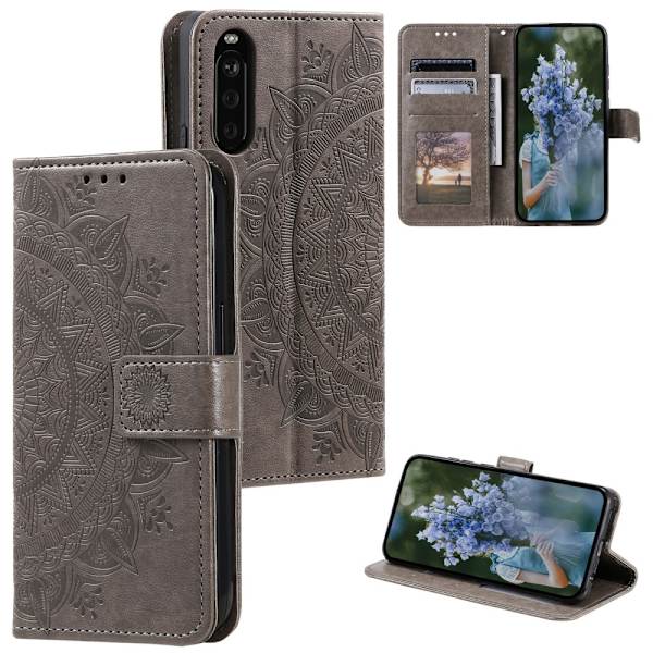 SKALO Sony Xperia 10 VI Mandala lompakkokotelo - Harmaa Grey