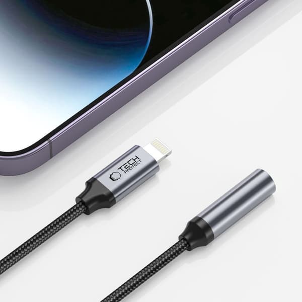 Tech-Protect UltraBoost adapteri Lightning-3.5mm - Musta Black
