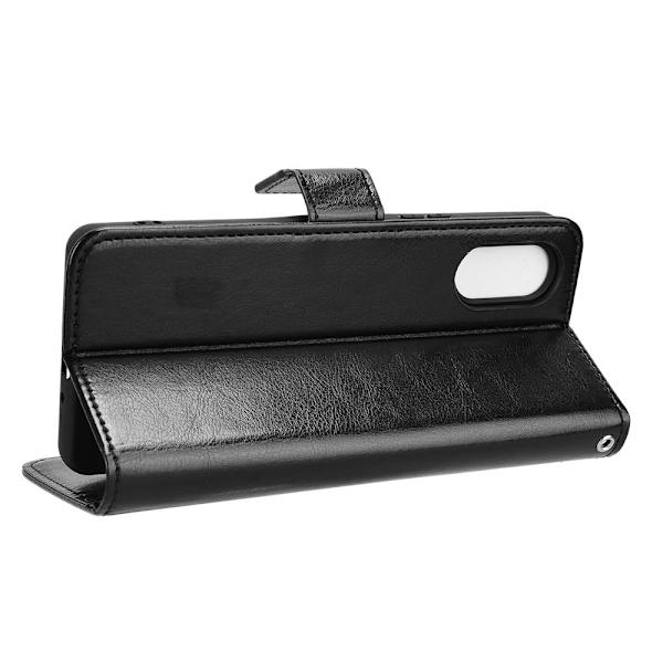 SKALO Sony Xperia 10 VI Crazy Horse lompakko PU nahka - Musta Black