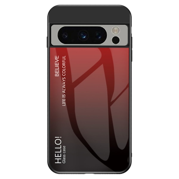 SKALO Google Pixel 8 Pro Gradientti karkaistu lasi TPU-suojakuori - Punainen Red