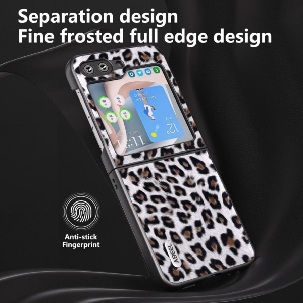SKALO Samsung Z Flip5 ABEEL Leopard Skal - Silver Silver