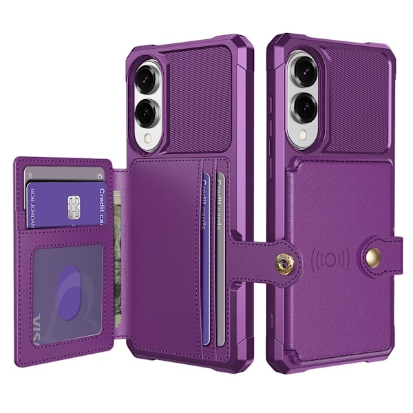 SKALO Samsung S25 Edge Iskunkestävä kotelo Lompakolla - Violetti Purple