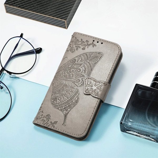 SKALO Nothing Phone (3a) 5G Mandala Butterfly Lompakkokotelo - Harmaa Grey