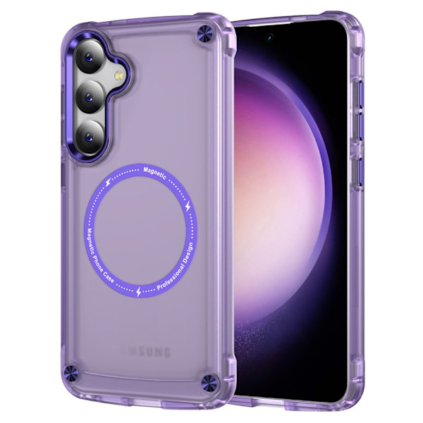 SKALO Samsung S24 Läpinäkyvä TPU Magneetti/Metal Suojakuori - Violetti Purple