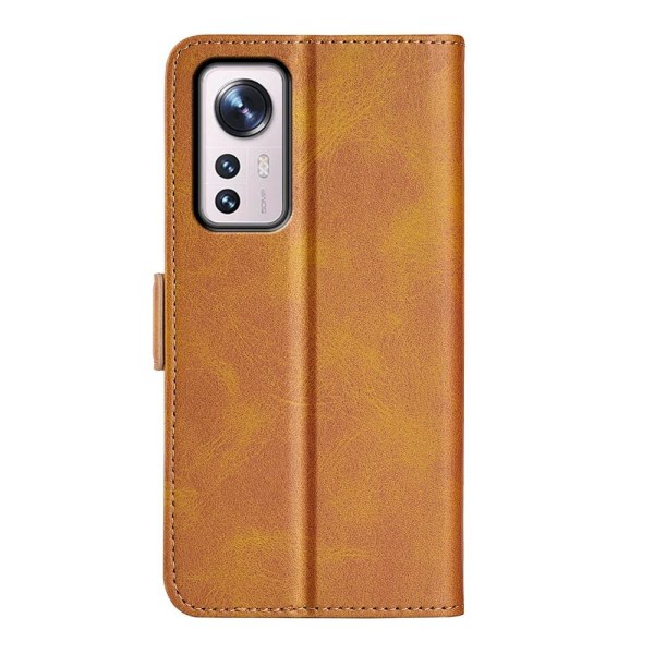 SKALO Xiaomi 12 Pro Premium Wallet Flip Cover - Lys brun Light brown