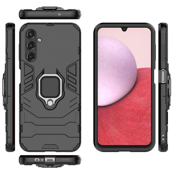 SKALO Samsung A14 4G/5G Armor Hybridi metallirengas kuori - Musta Black
