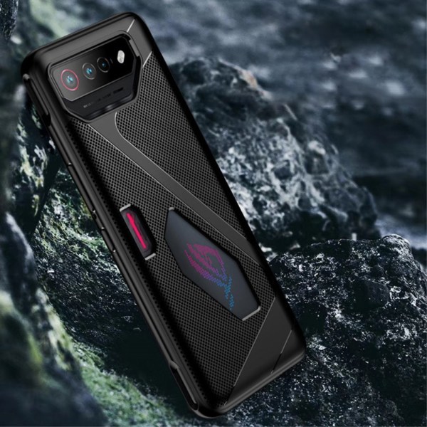 SKALO Asus ROG Phone 7 5G Carbon Fiber TPU-skal - Grå grå