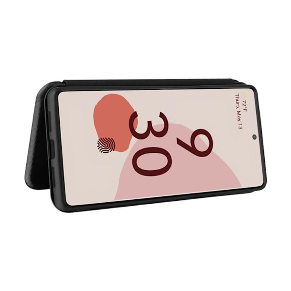 SKALO Google Pixel 6 Carbon Fiber Plånboksfodral - Svart Black