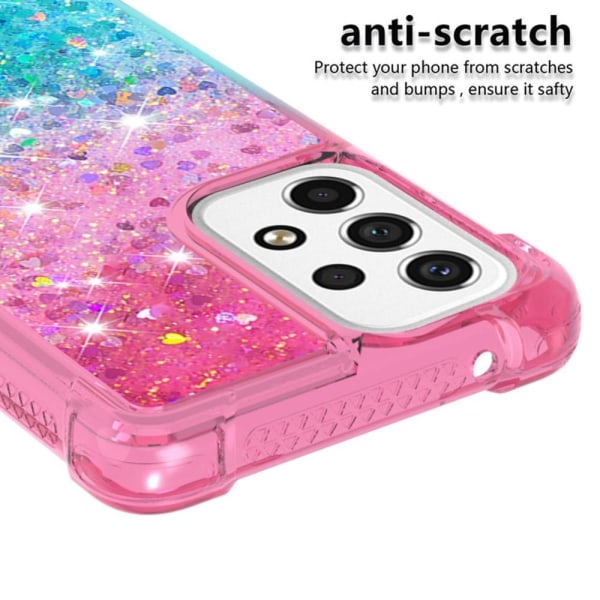 SKALO Samsung A53 5G Kvicksand Glitter Hjärtan TPU-skal - Rosa-Turkos multifärg
