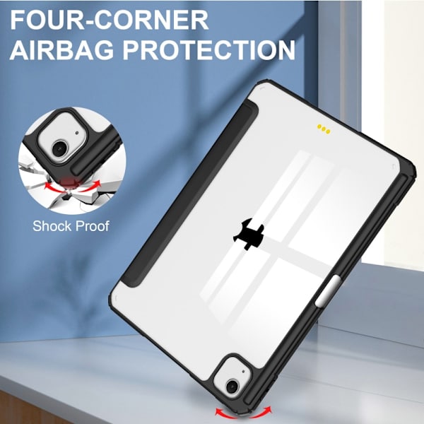 SKALO iPad Air 13 (2025) Trifold Fodral med Transparent Baksida - Svart Svart