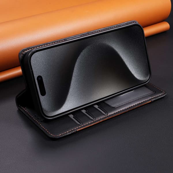 SKALO PU-Læder Flip Cover til iPhone 18 Pro Max - Sort Black
