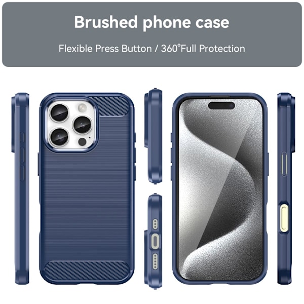 SKALO iPhone 16 Pro Max Armor Carbon Stødsikker TPU-cover - Vælg farve Blue