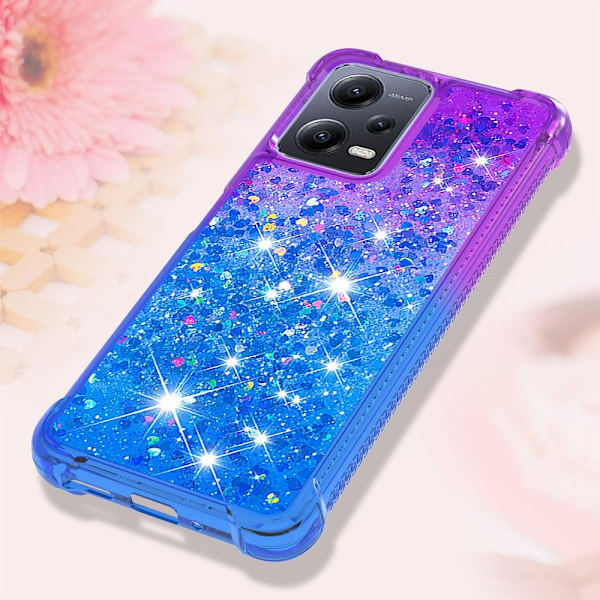 SKALO Xiaomi Redmi Note 12 5G Kvicksand Glitter Hjärtan TPU-skal - Lila-Blå multifärg