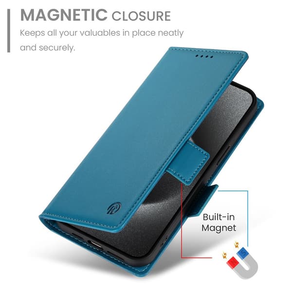 SKALO PU-Läder Plånboksfodral för iPhone 18 Pro Max - Blå Blå