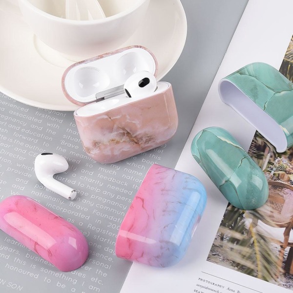 SKALO AirPods 3 Marmori suojakuori, jossa on karabiini - #3 Multicolor