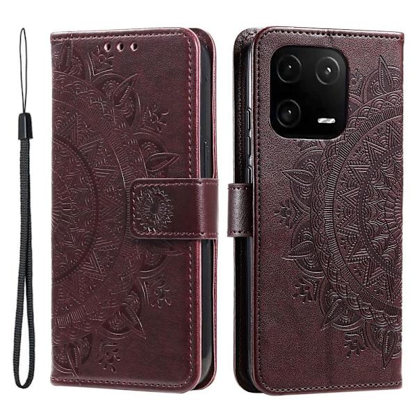 SKALO Xiaomi 13 5G Mandala lompakkokotelo - Ruskea Brown