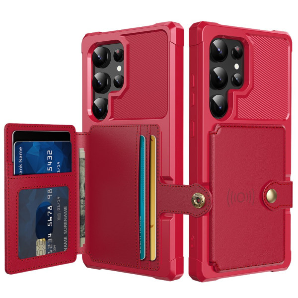 SKALO Samsung S24 Ultra Stöttåligt Skal med Plånbok - Röd Röd