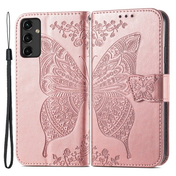 SKALO Samsung A14 4G/5G Mandala Butterfly Plånboksfodral - Roség Rosa guld