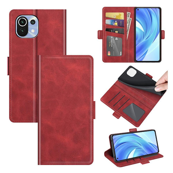 SKALO Xiaomi Mi 11 Lite Premium Plånboksfodral - Röd Red
