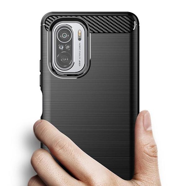 SKALO Xiaomi Poco F3 Armor Carbon Stöttåligt TPU-skal - Fler färger Röd