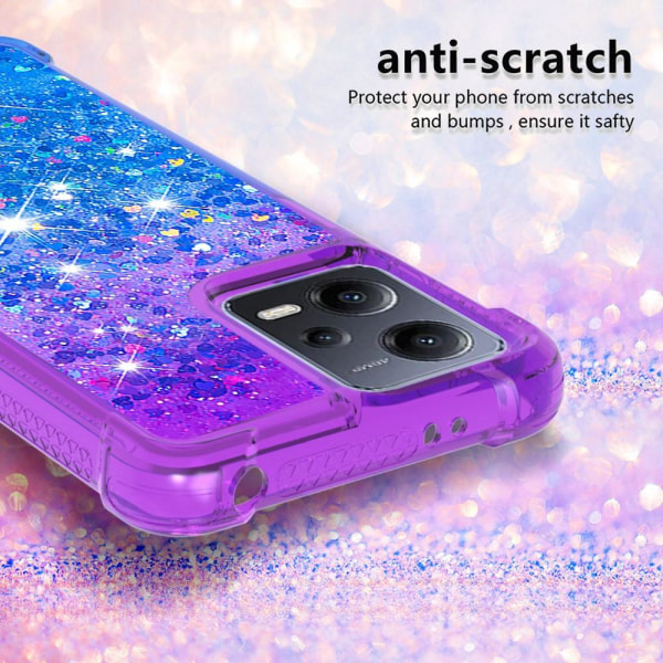 SKALO Xiaomi Redmi Note 12 5G Kvicksand Glitter Hjärtan TPU-skal - Lila-Blå multifärg
