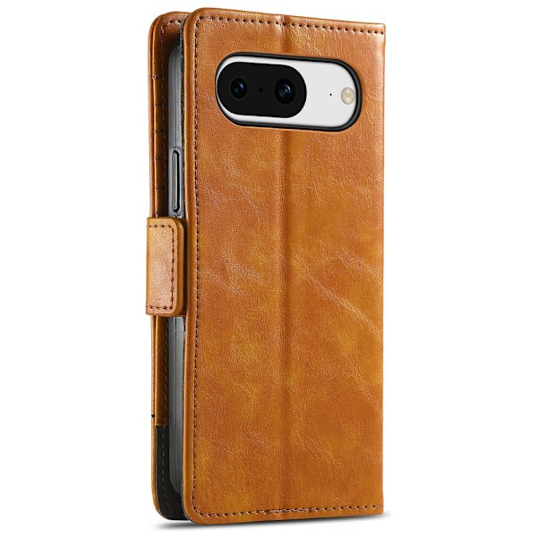 SKALO Google Pixel 8 CASENEO 002 Series Premium PU-Läder Plånbok - Ljusbrun Ljusbrun