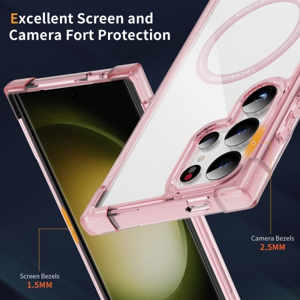 SKALO Samsung S24 Ultra Extra strong Magnetring Bumper TPU-skal Rosa