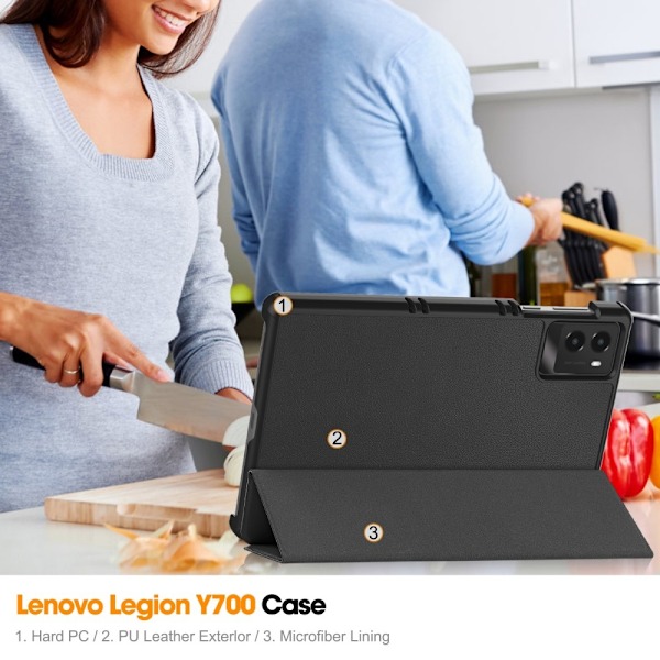 SKALO Lenovo Legion Tab 3rd Gen Trifold Cover - Sort Black