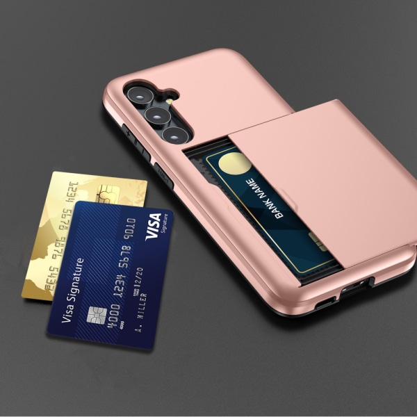 SKALO Samsung S23 FE Armor Suojakuori korttikotelo - Ruusukulta Pink gold