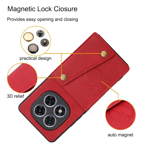 SKALO Xiaomi Redmi Note 14 Pro+ 5G PU-lædercover med 2 kortslots Cover - Sort Black