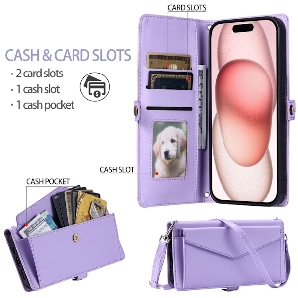 SKALO iPhone 16 Evelope Clutch 5-Lokeroa - Violetti Purple