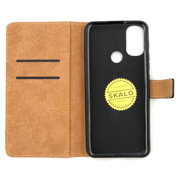 SKALO Moto E20/E30/E40 Flip Cover m. Pung i Ægte Læder - Vælg farve Red