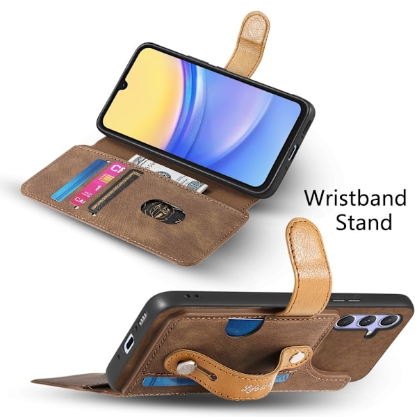 SKALO Samsung A26 5G SW-01 Retro PU-Läder Plånboksfodral - Brun Brun