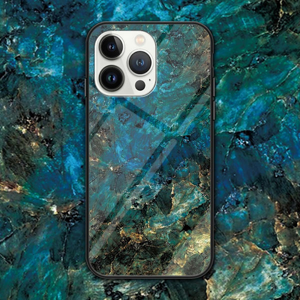 SKALO iPhone 16 Pro Marmor Härdat Glas TPU-skal - Motiv 1 multifärg