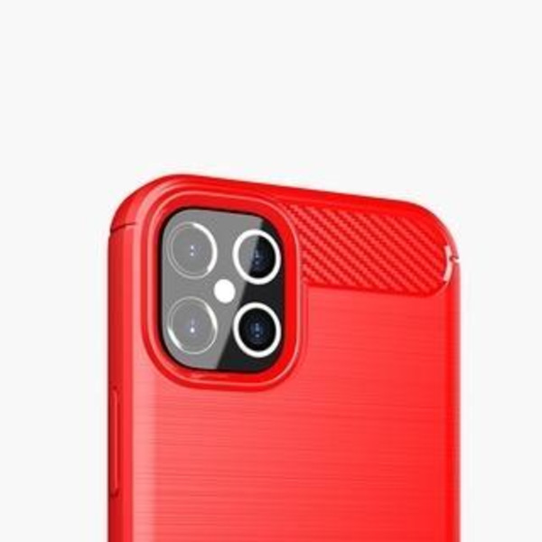 SKALO iPhone 12 Pro Armor Carbon Iskunkestävä TPU suojakuori - Valitse väri Red