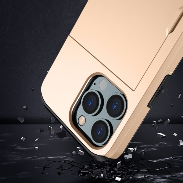 SKALO iPhone 14 Pro Armor Suojakuori korttikotelo - Kulta Gold