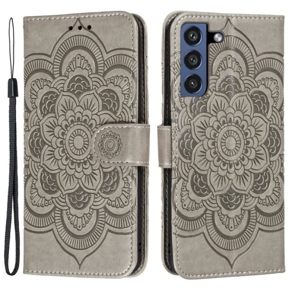 SKALO Samsung S21 FE Mandala Plånboksfodral - Grå grå