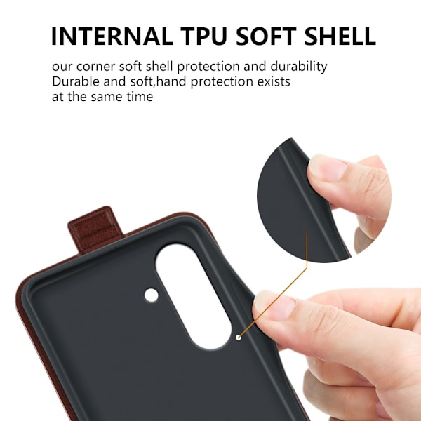 SKALO Samsung A56 5G Vertical Flip PU-Læder Flip Cover - Sort Black
