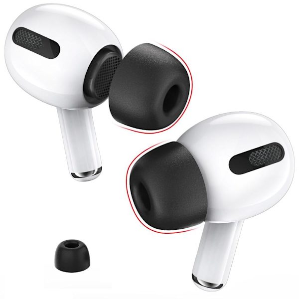 AHASTYLE AirPods Pro 1/2 Öronkuddar med Memory Foam Svart - Small Svart