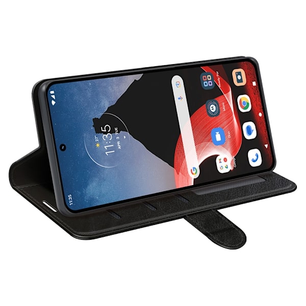 SKALO Motorola ThinkPhone 5G Crazy Horse Pungetui PU læder - Sort Black