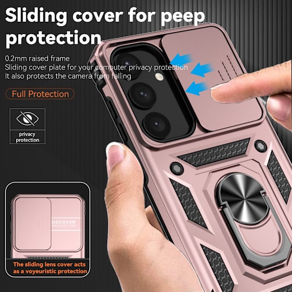 SKALO Samsung S24 Armor hybridi metallirengas kameran liukusäädin - Ruusukulta Pink gold