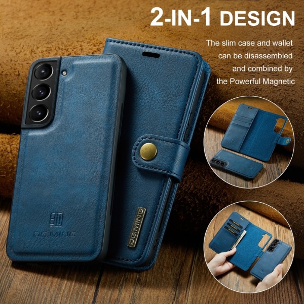 DG MING Samsung S24 2-in-1 magneetti lompakkokotelo - Sininen Blue